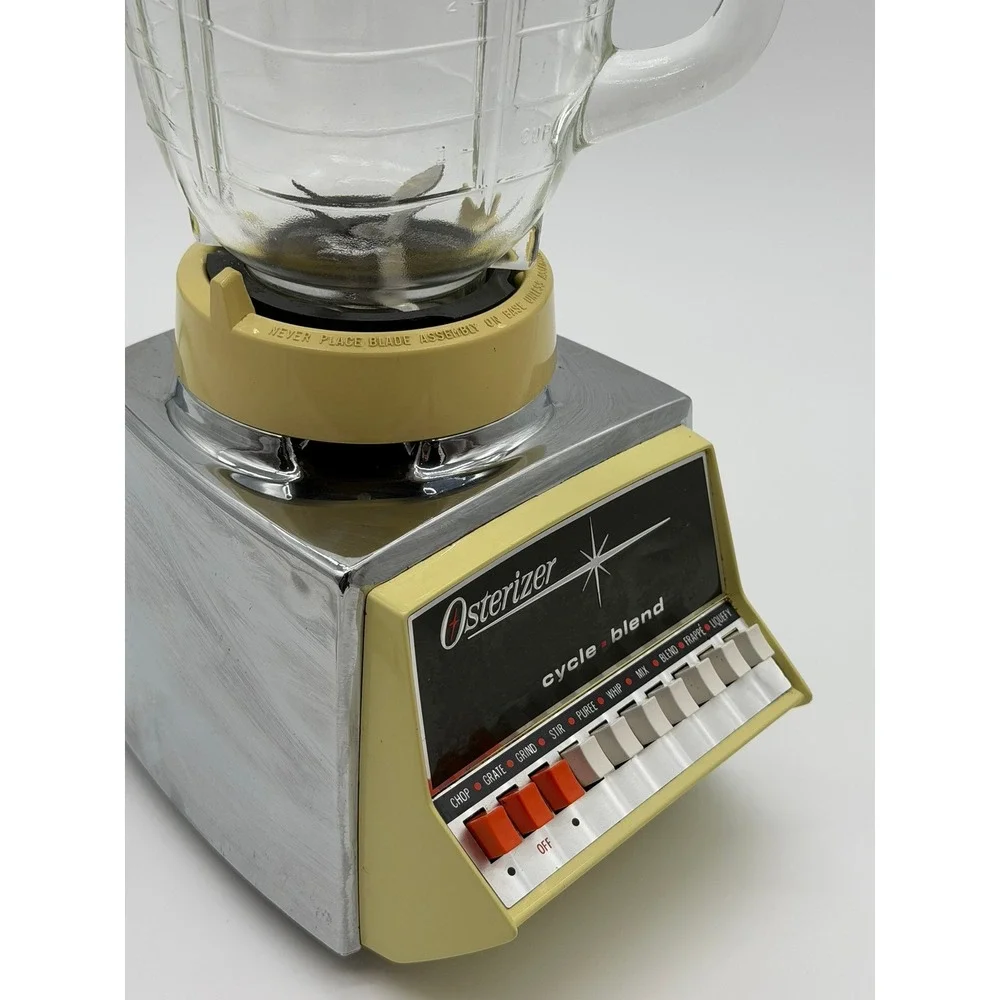 Vintage Osterizer Cycle Blend 10 Speed Blender Avocado Harvest Chrome 1970s